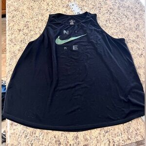 Women’s Nike Black dri fit Tank Top with iridescent gray Green Gradient Swoosh
